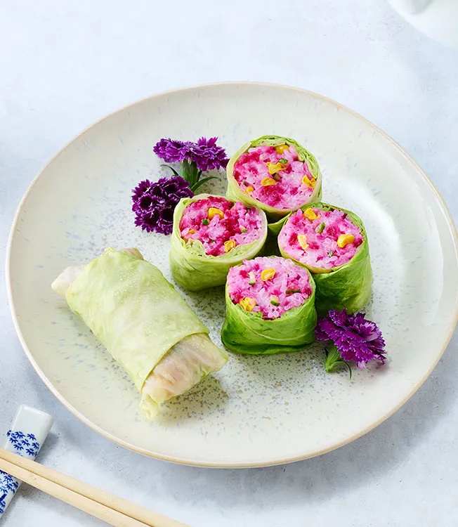 Rolo de sushi de couve vegan