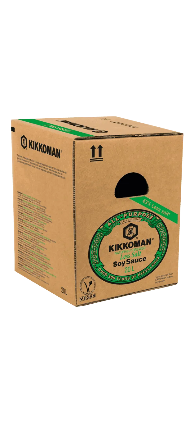 Kikkoman Molho de Soja Fermentado Naturalmente Com Teor Reduzido de Sal 43% Menos Sal que O Molho de Soja Kikkoman Original Caixa de cartão 20 L