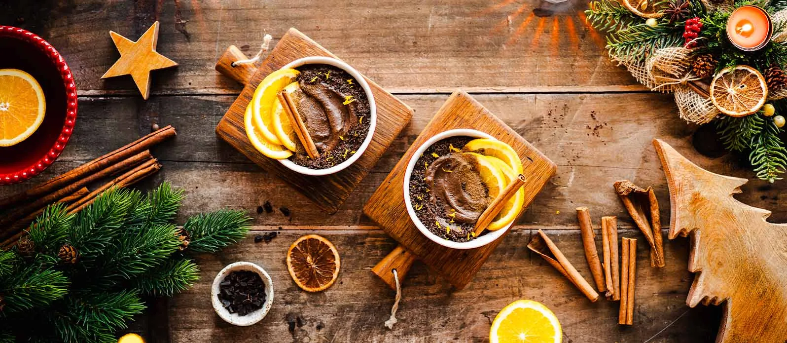 Mousse de chocolate com café expresso e laranja