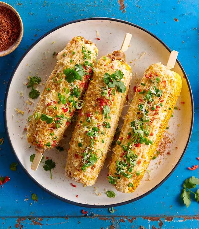 Maçarocas mexicanas com queijo picante