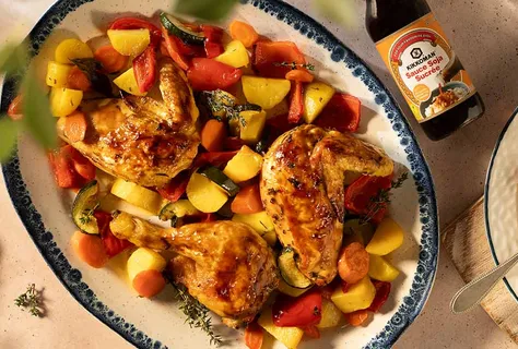 Frango assado com soja doce e ervas de Provence