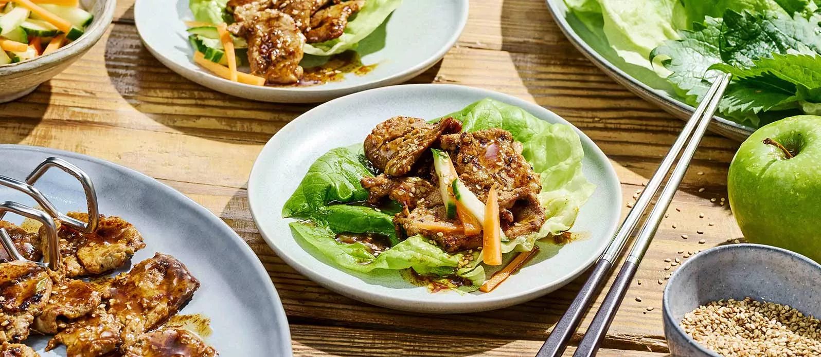 Bulgogi de porco com alface