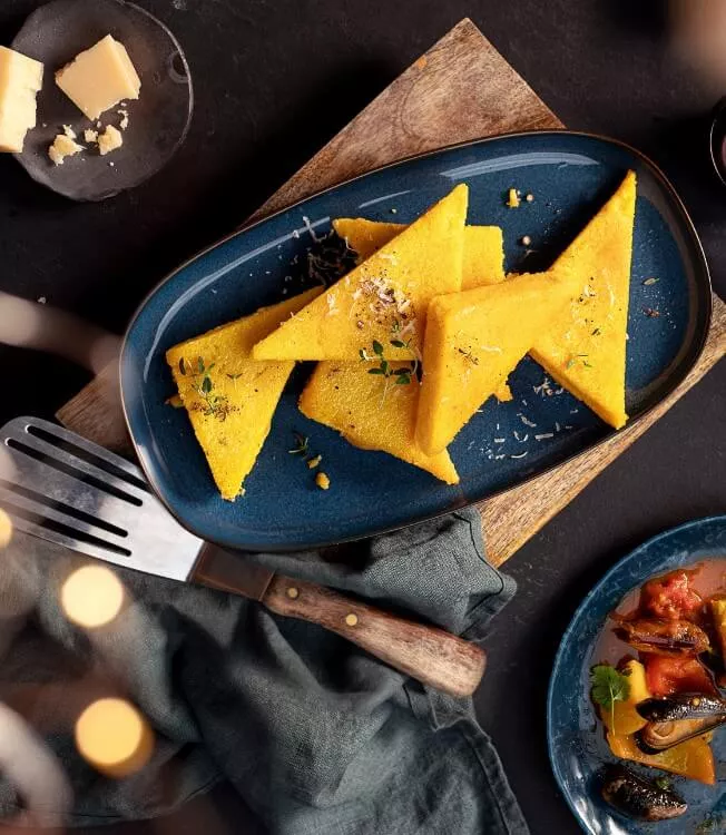 Polenta com queijo frito - Fácil de preparar