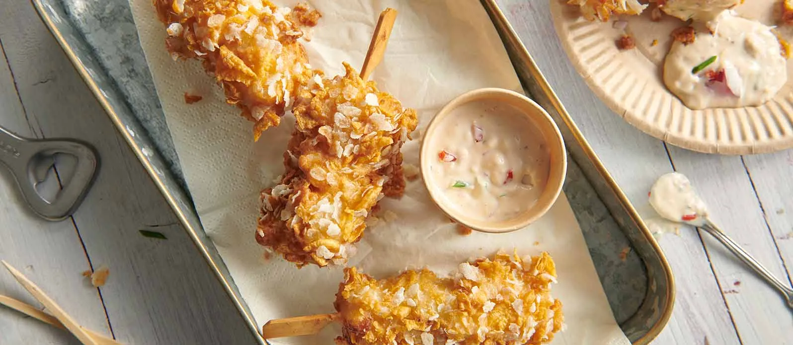 Corn dog coreano com maionese de citrinos