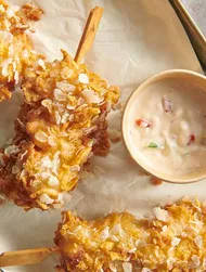 Corn dog coreano com maionese de citrinos