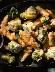 Salmão coreano com tempura de sésamo