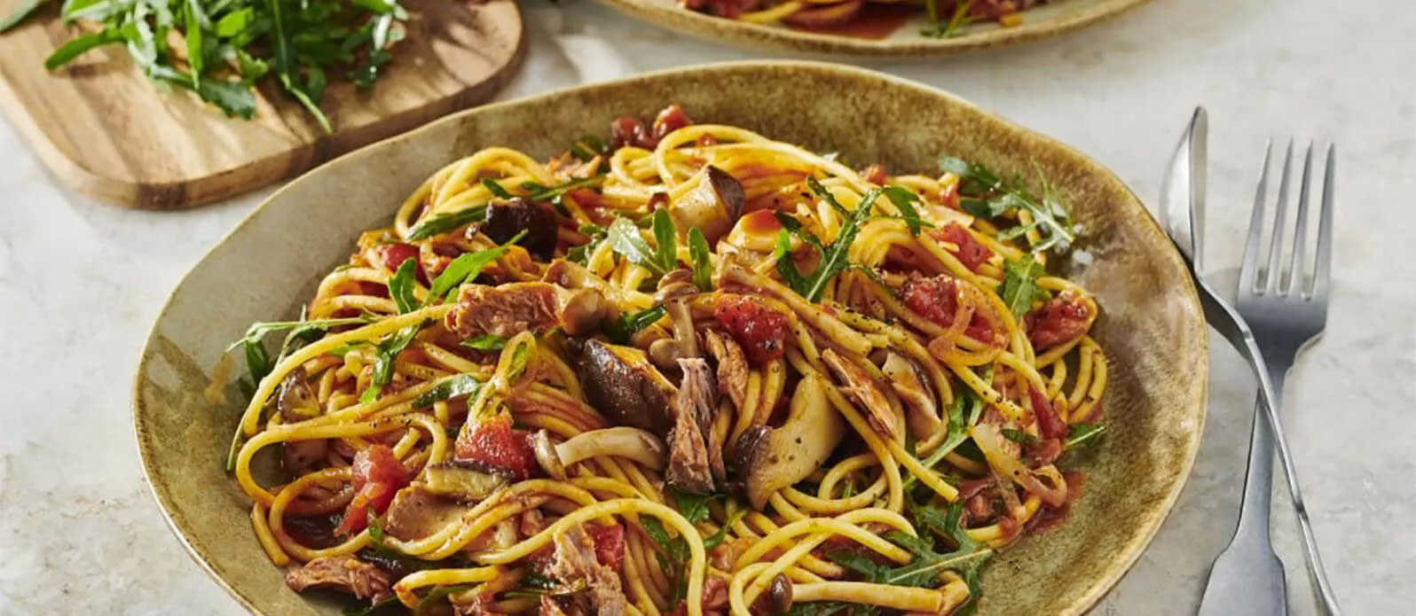 Esparguete Ponzu com Atum e Cogumelos