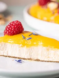 Cheesecake de tofu com mousse de manga