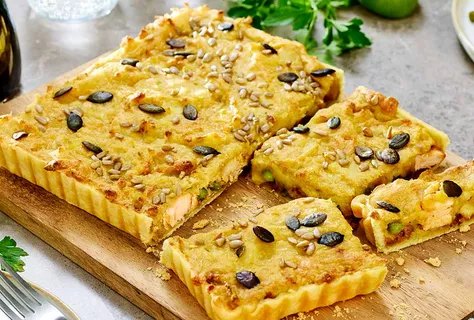 Tarte de peixe e puré