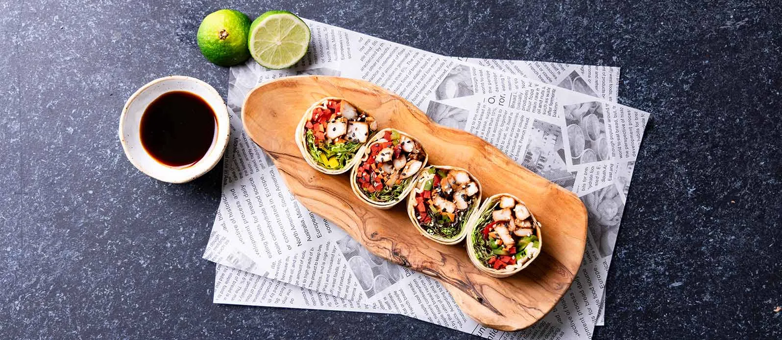 Wrap de frango teriyaki