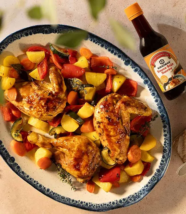 Frango assado com soja doce e ervas de Provence